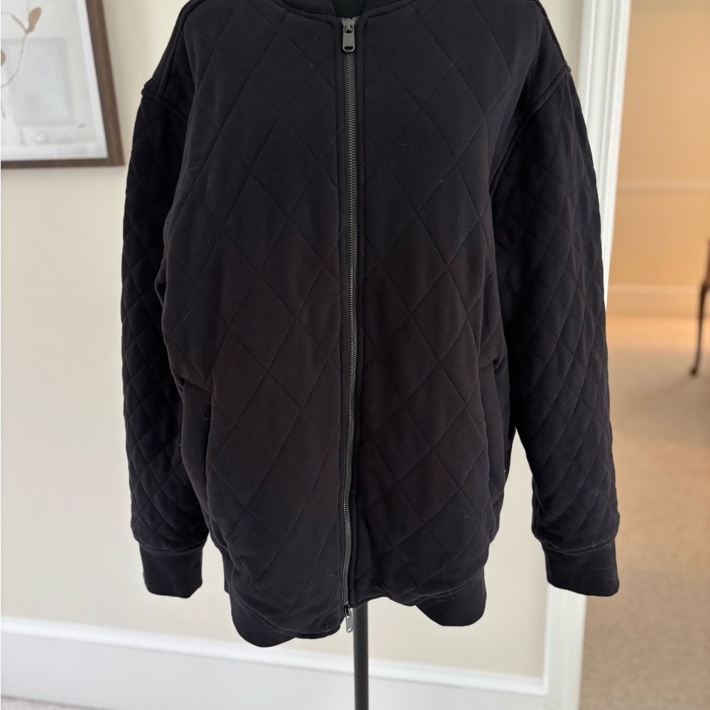 Athletes Black Quilted Zip-Up Jacket